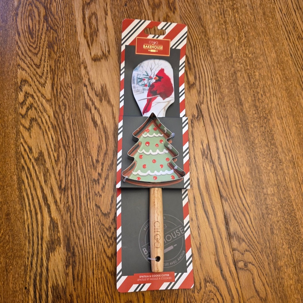The Bakehouse‎ Christmas Tree Spatula & Cookie Cutter Set Red Cardinal Gift